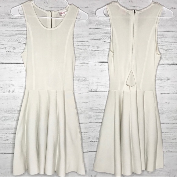 Parker Dresses & Skirts - White Ribbed Knit Cut Out Sleeveless Flare Dress
